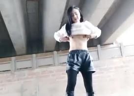 Bullying young woman driving outdoors under the bridge masturbating the surrounding guard gentleman touching his ass back in the back seat jumping eggs shaking persecute